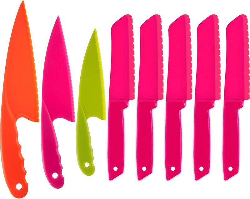 8 Pieces Kid Plastic Kitchen Set, Children'S Safe Cooking Chef Nylon Knive New