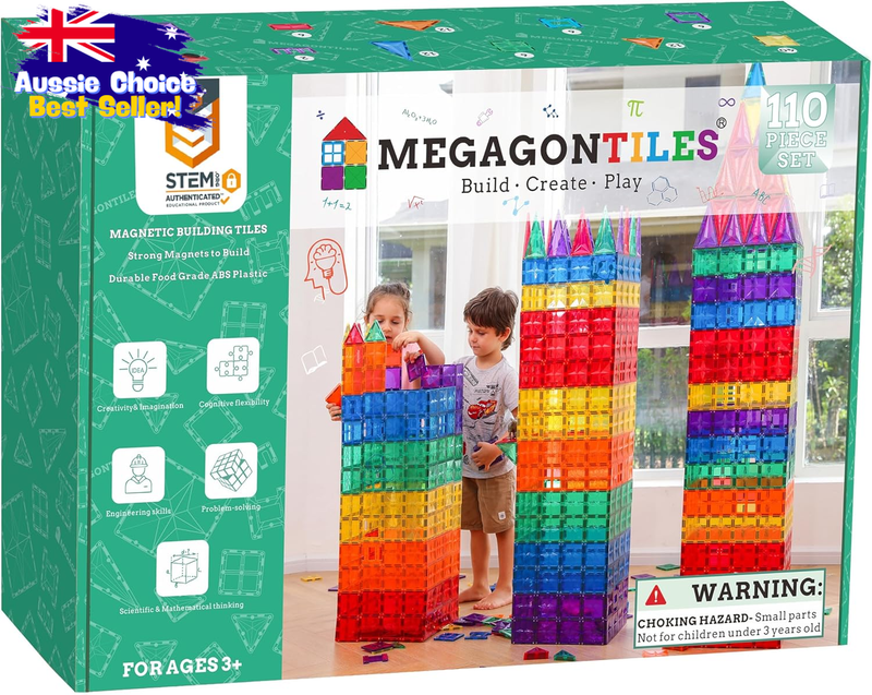 110PCS Magnetic Building Tiles | STEM Toys for Kids 3-10 | Educational Blocks