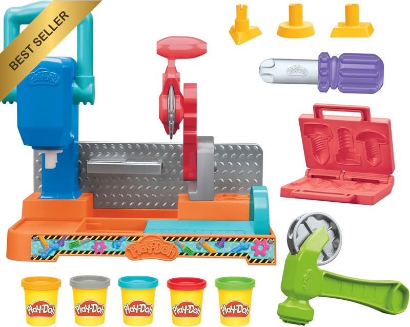 Stamp & Saw Tool Bench Playset, Construction Toys for Boys & Girls 3 Years & Up,