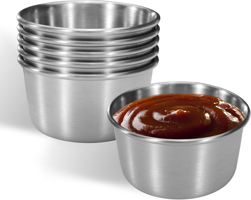 6 Pcs 2 Oz Stainless Steel Dipping Sauce Cup, Mini Dip Bowls, Reusable Metal Con