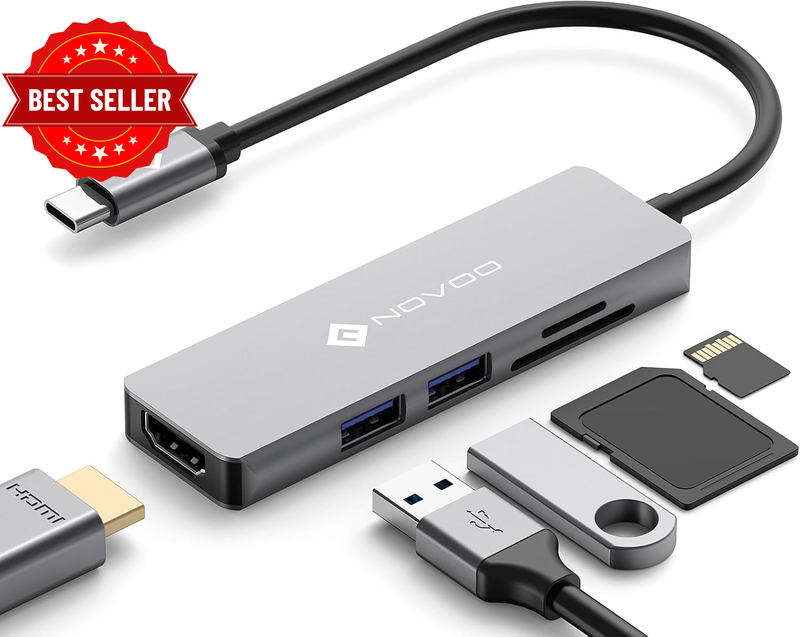 USB C Hub,  USB Type C Hub Adapter with 4K HDMI, 2 X USB 3.0, SD Card & Micro SD