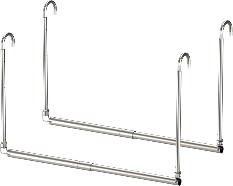 Hanging Closet Rod, 2 Pack Adjustable Height & Width Closet Rods for Hanging Clo