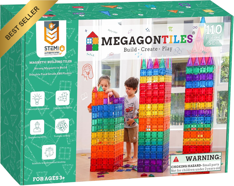 110PCS Premium Magnetic Tiles STEM AUTHENTICATED Magnetic Building Blocks Toddle
