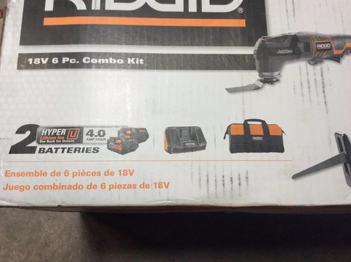 RIGID R9641 - 18V - 6 PIECE TOOLS SET - 2 LITHIUM ION BATTERIES & CHARGER KIT