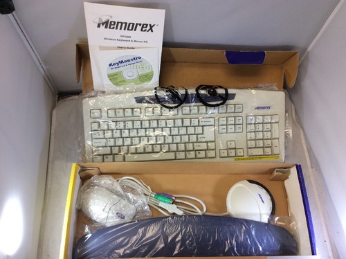NEW Vintage Memorex Wireless Keyboard & Mouse RF5000 PS/2 Windows 98/2000