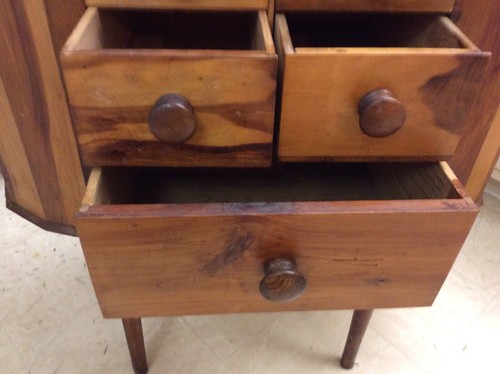 Hand Made Martha Washington Pine Sewing Cabinet, Dated 1947 ,One Of A Kind,