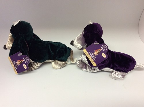 APPLAUSE HUSH PUPPIES PLUSH DOG SPECIAL ED BEANBAG Green Purple VELVET 1&2 of 6