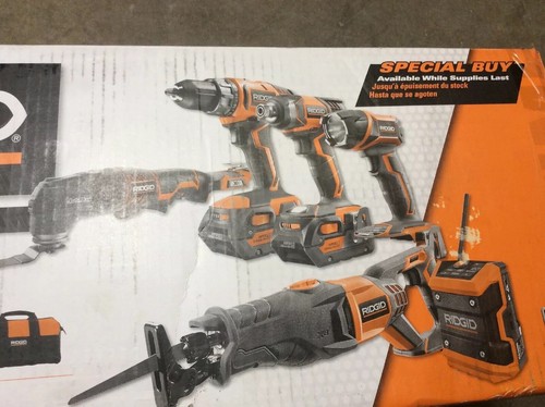 RIGID R9641 - 18V - 6 PIECE TOOLS SET - 2 LITHIUM ION BATTERIES & CHARGER KIT