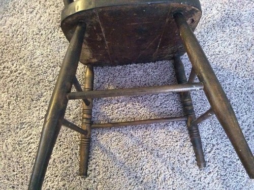 Antique Primitive Tiger Striped  Wood Dining Chair Barn Decor