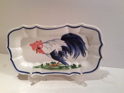 Vintage Zanolli Rooster Hand Painted Plate-Tray Made In italy 12