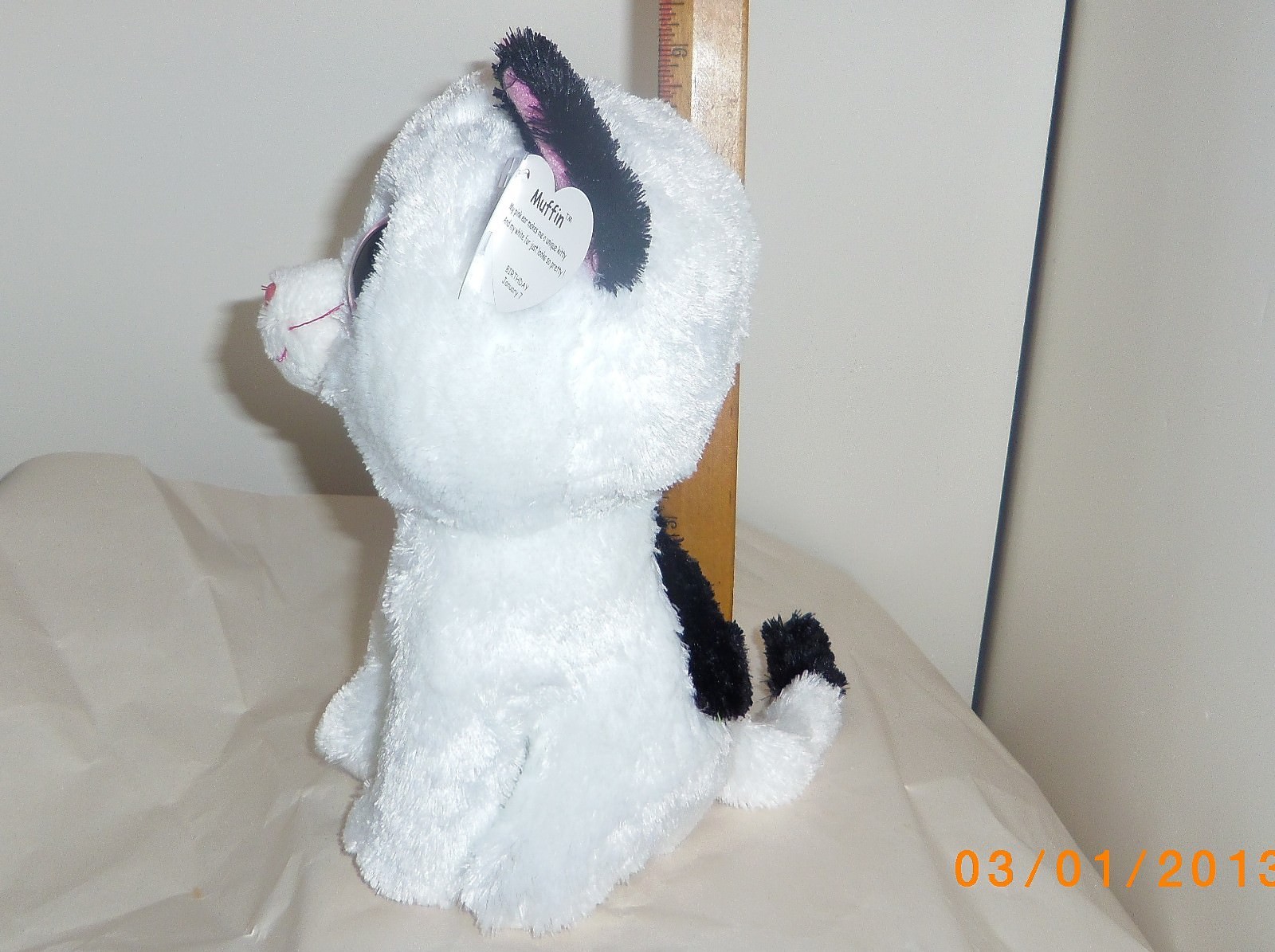 Muffin 2012 TY Beanie Boos medium 9in Cat solid eyes purple hangtag MWMT 36986