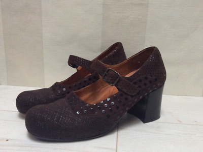 Chie Mihara Designer Brown Suede Polka Dotted Mary Jane Pump Shoes size 40