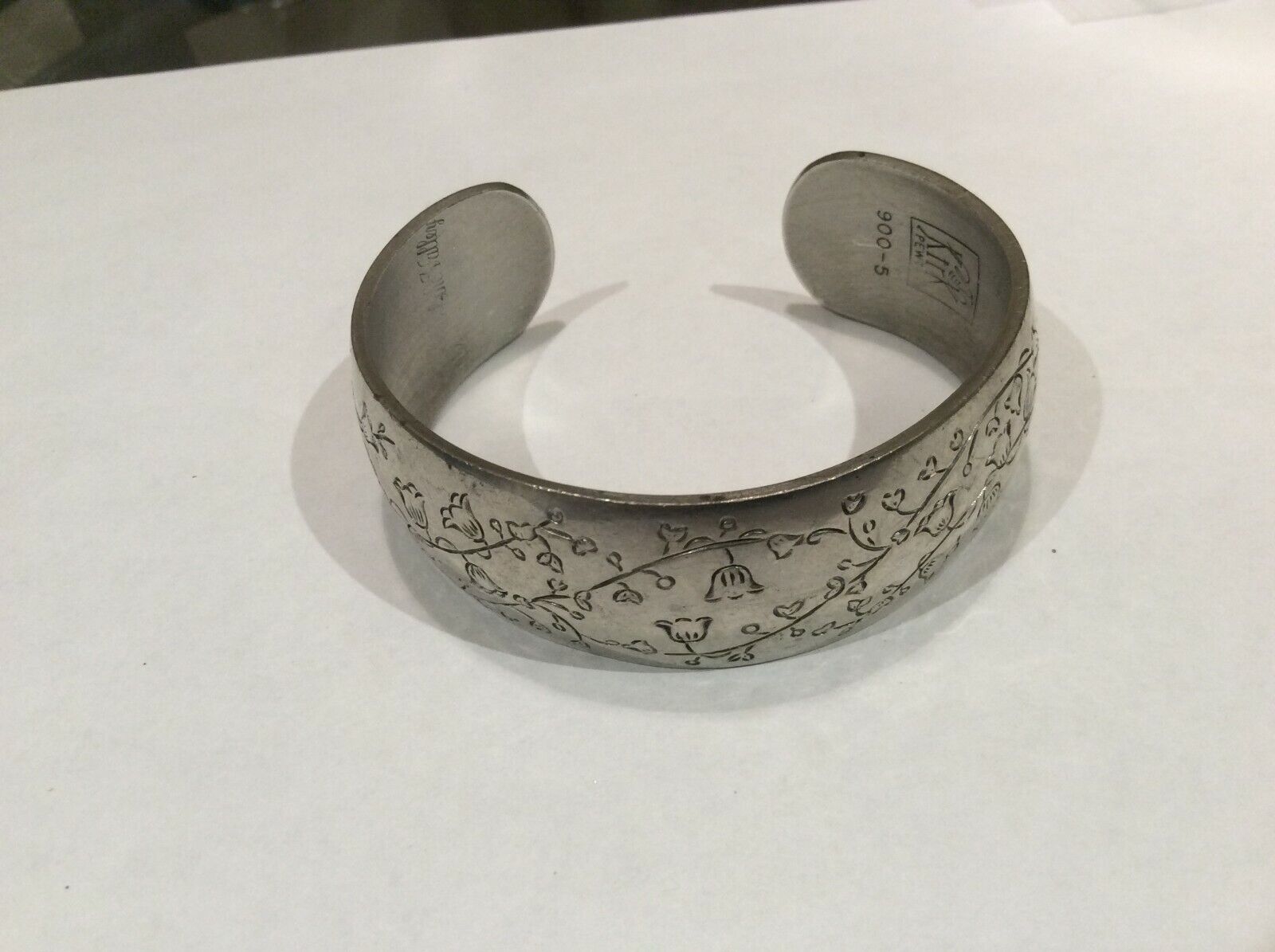 Vintage Kirk Pewter Cuff Bracelet, Lily of The Valley, # 900 Vintage Kirk Pewter Cuff Bracelet, Lily of The Valley, # 900