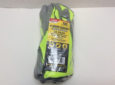 Firm Grip High Visibility PU Dipped Gloves with Touchscreen, 10 Pairs, Large