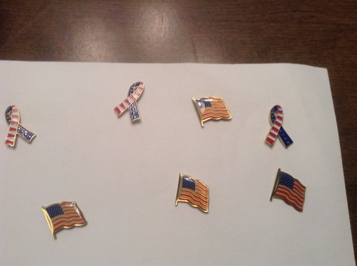 American Flag  And Flag Ribbon Lapel Pins  Wholesale Lots  500
