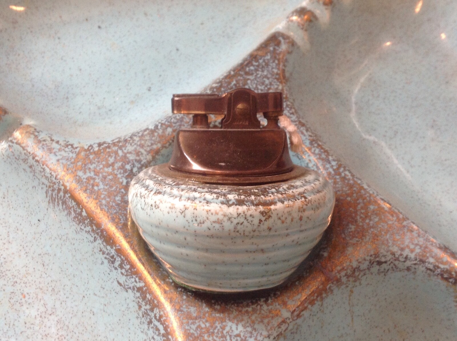 Large Vintage Retro California Pottery Decorative Blue Ashtray Style #377