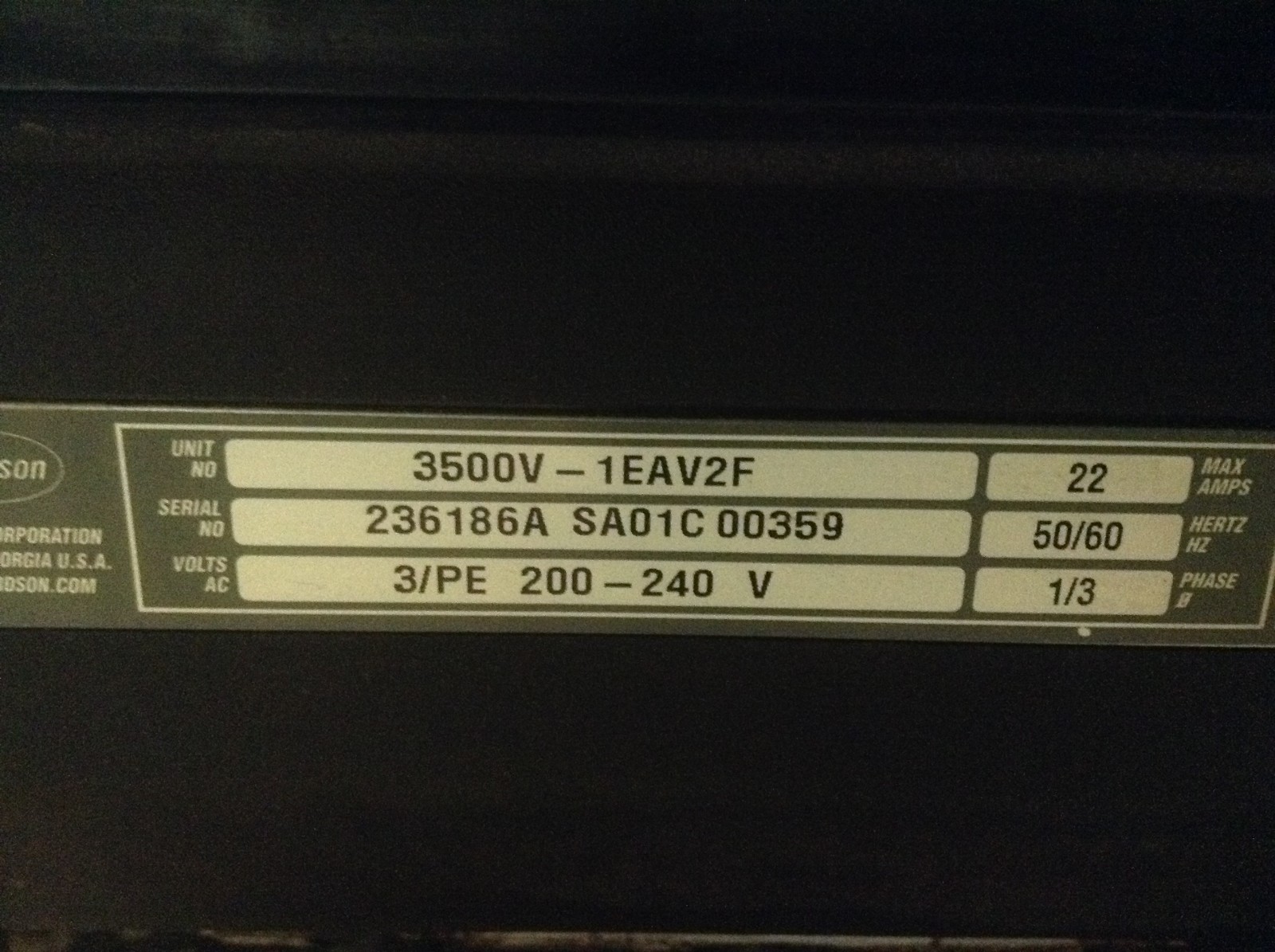 Nordson 3500V-1EAV2F 200-240 VAC Vista Hot Melt Glue Adhesive Machine 3500V