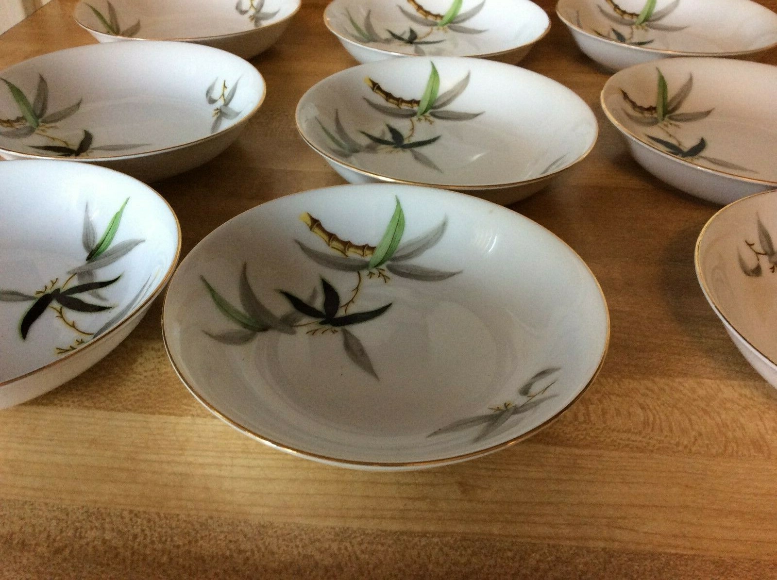 Set Of Ten Narumi China Japan Vegetables Bowl Dishes Black Bamboo