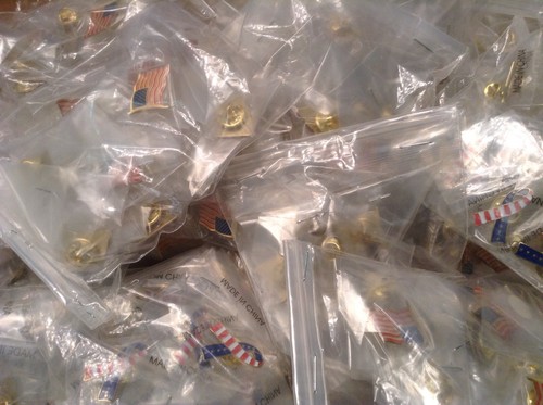 American Flag  And Flag Ribbon Lapel Pins  Wholesale Lots  500