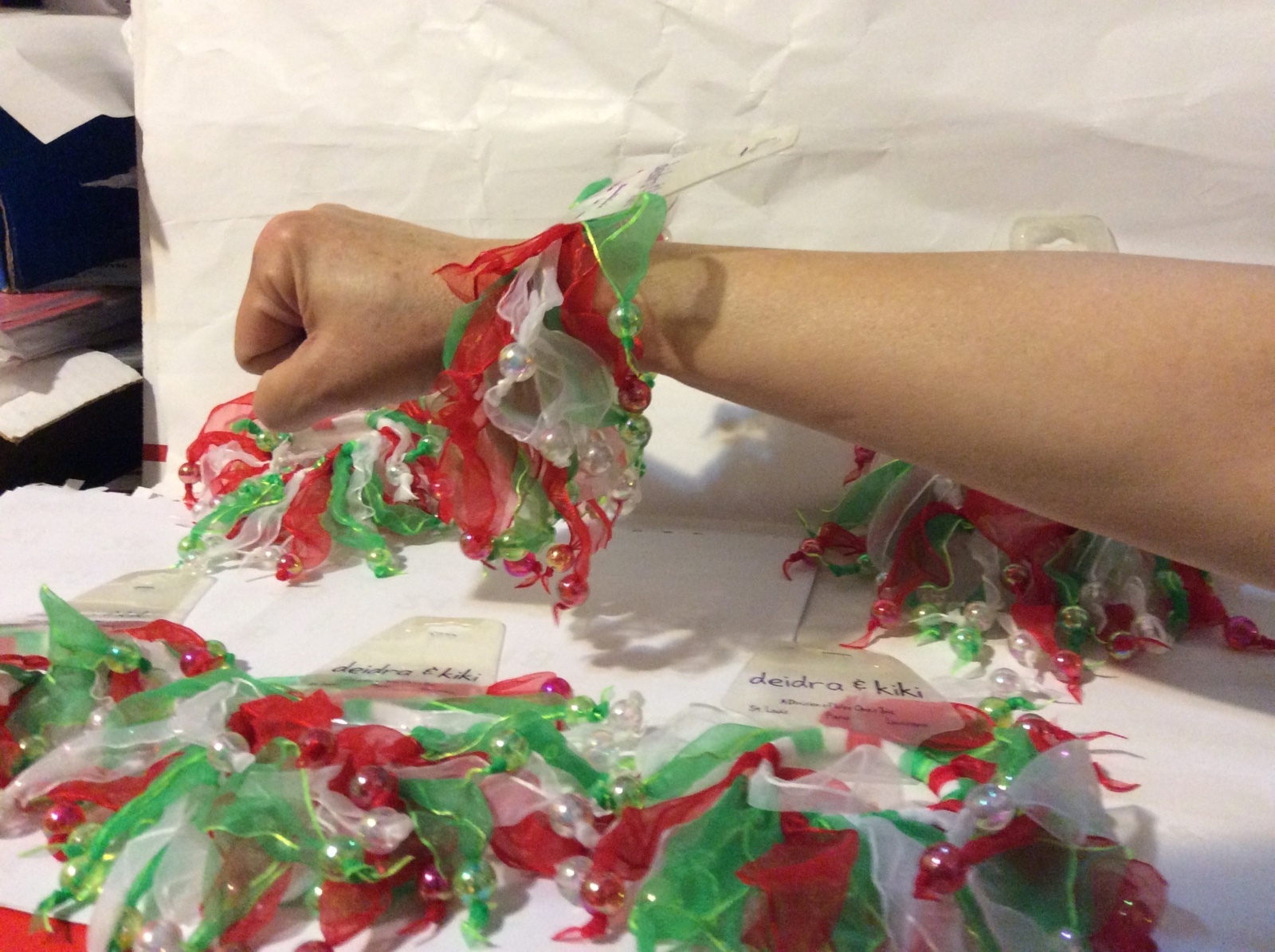 1 lot 6 Elastic  Head,Hand or leg band beautiful peral and frabic string