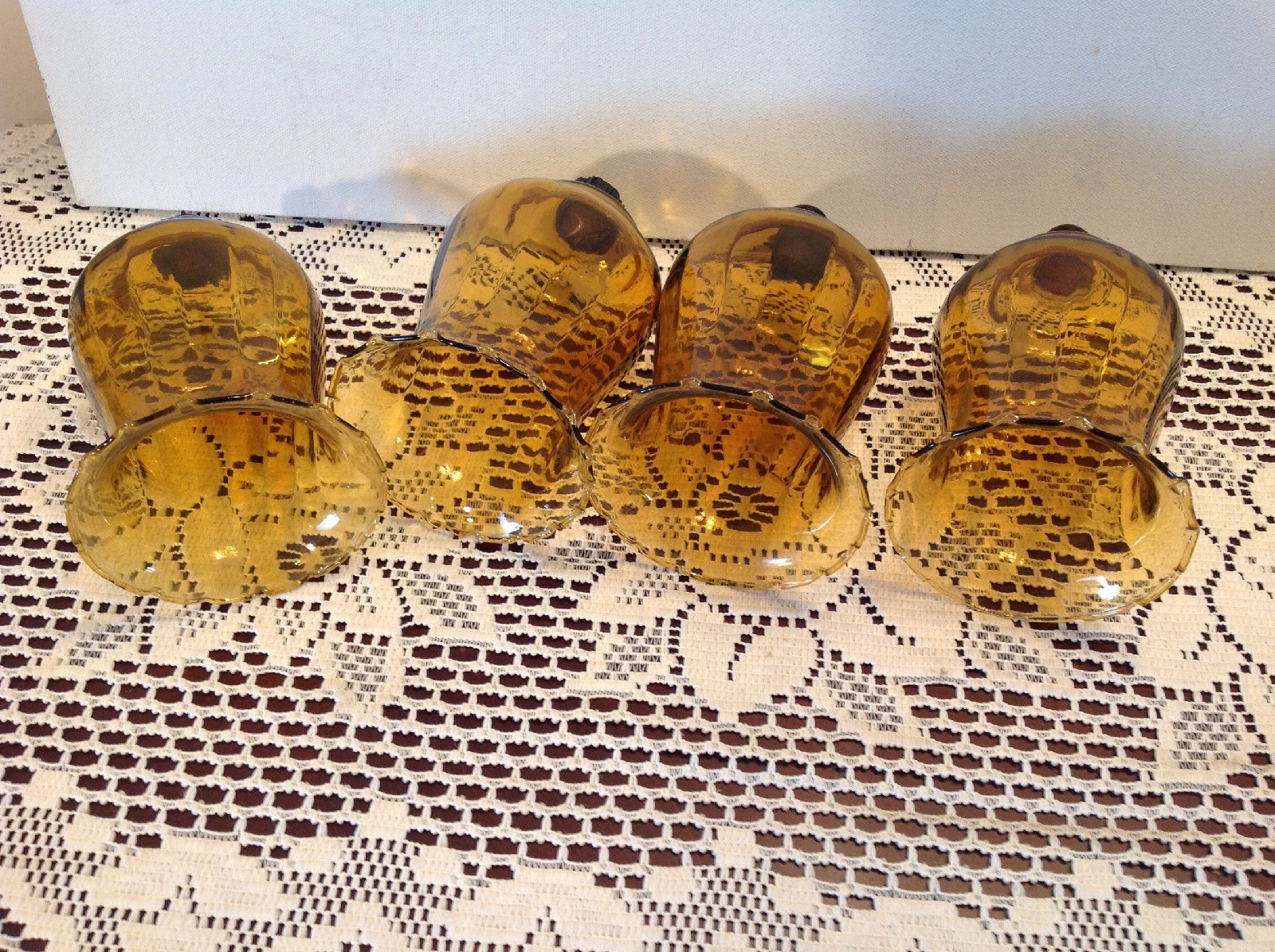 Four Amber Votive Cups 5.5