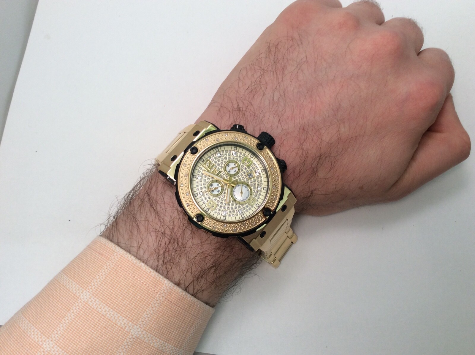 Pre-owned Aqua Master Men  Jojo Joe Rodeo Yellow Black Metal Band 46mm Diamond Watch W146