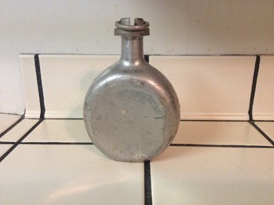 Vintage aluminum flask liquor water whiskey 6”