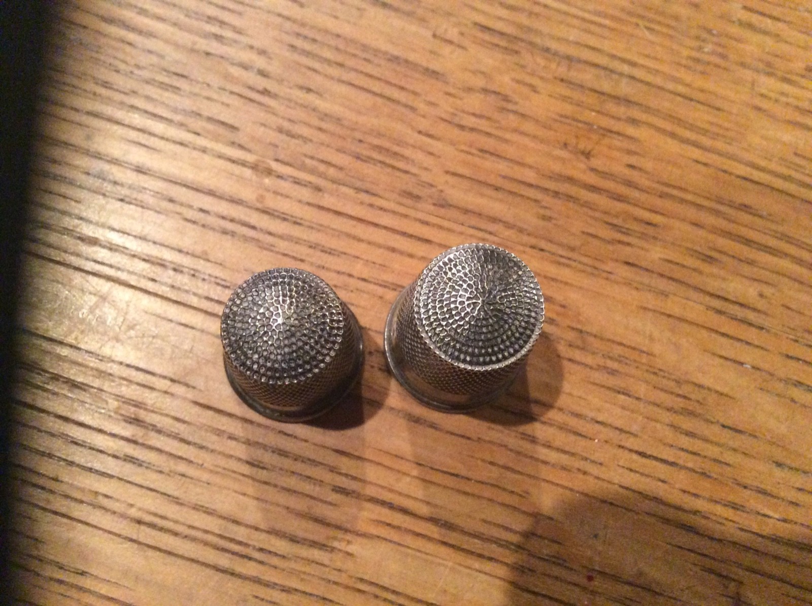 2 Vintage Sterling Silver Sewing Thimbles Size 8 & Size 11