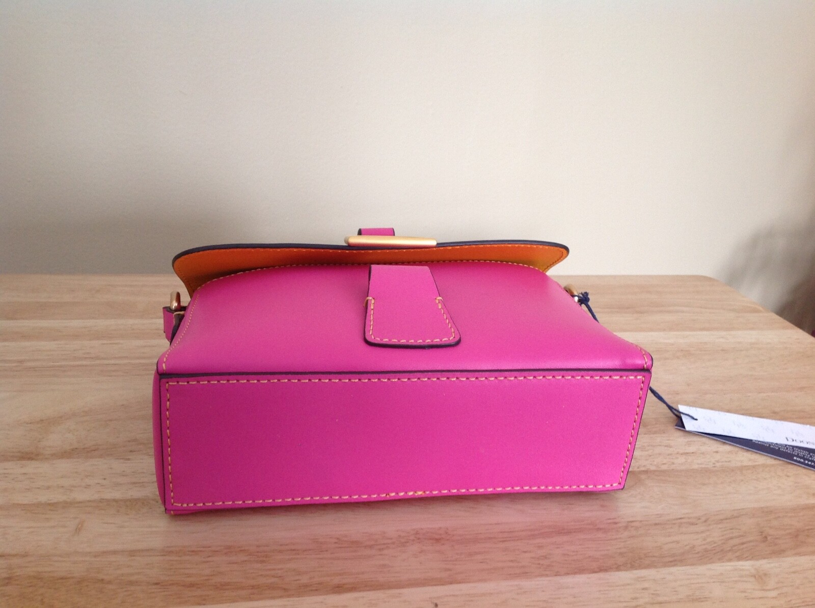 Dooney & Bourke Emerson Kyra French Leather Shoulder Bag Fuchsia Pink Gold NWT