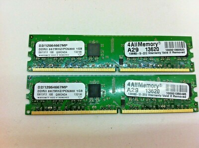 Lot of 2 QIMONDA D2/12864667MP 1GB Memory RAM Desktop PC2-5300 DDR2 667Mhz - 133
