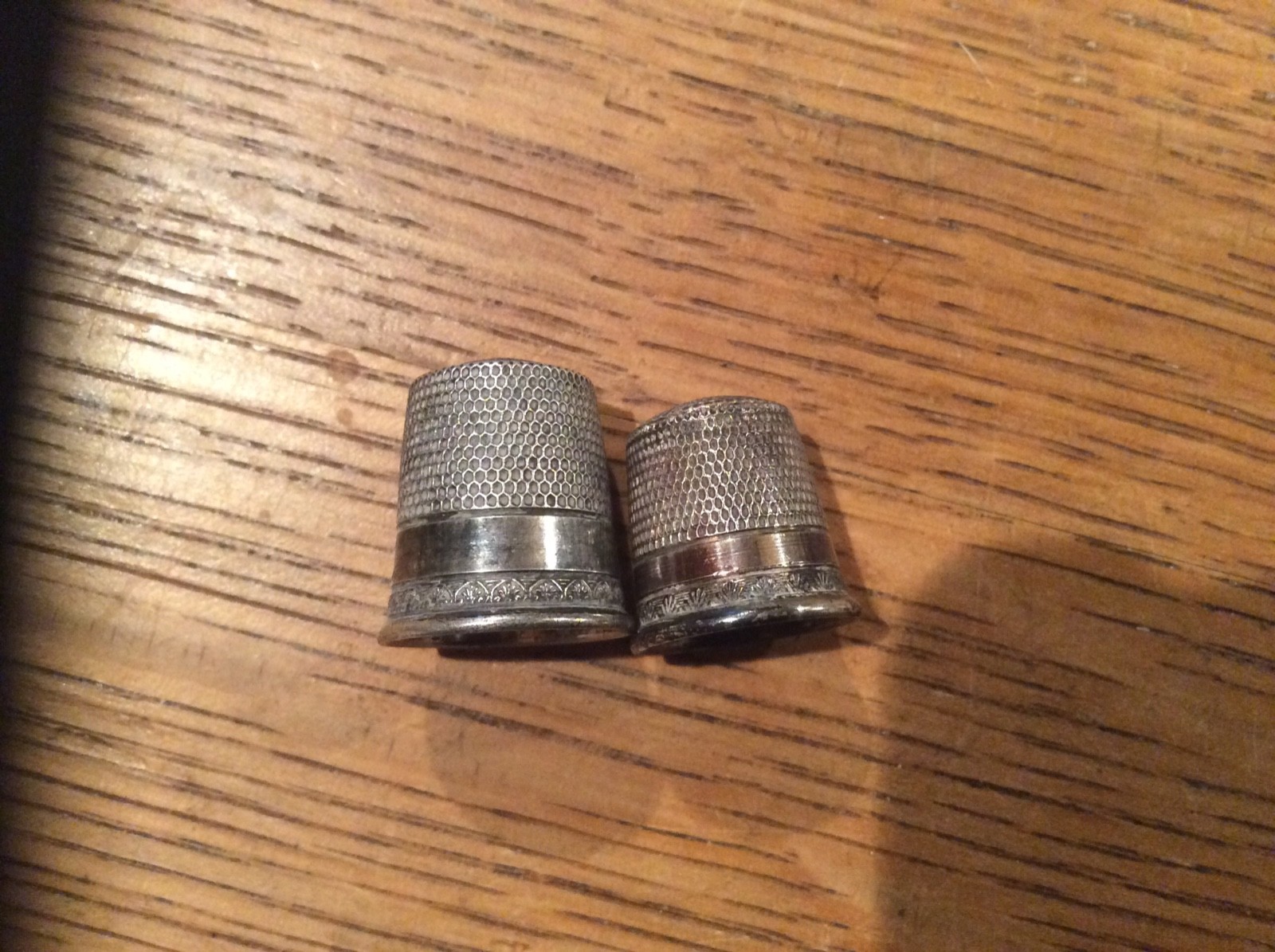 2 Vintage Sterling Silver Sewing Thimbles Size 8 & Size 11