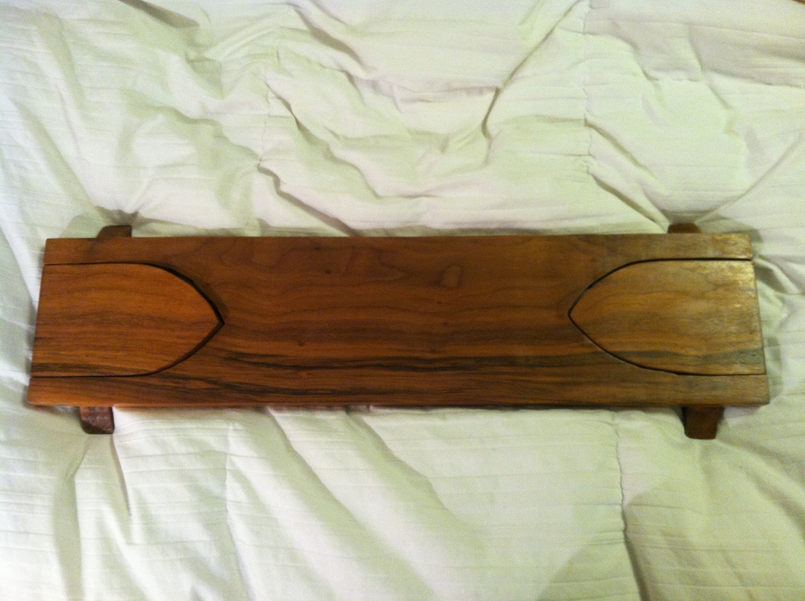 Handmade Walnut Wood Book Rack / Holder Rack w/ Name Inscribed and Flip Up Ends