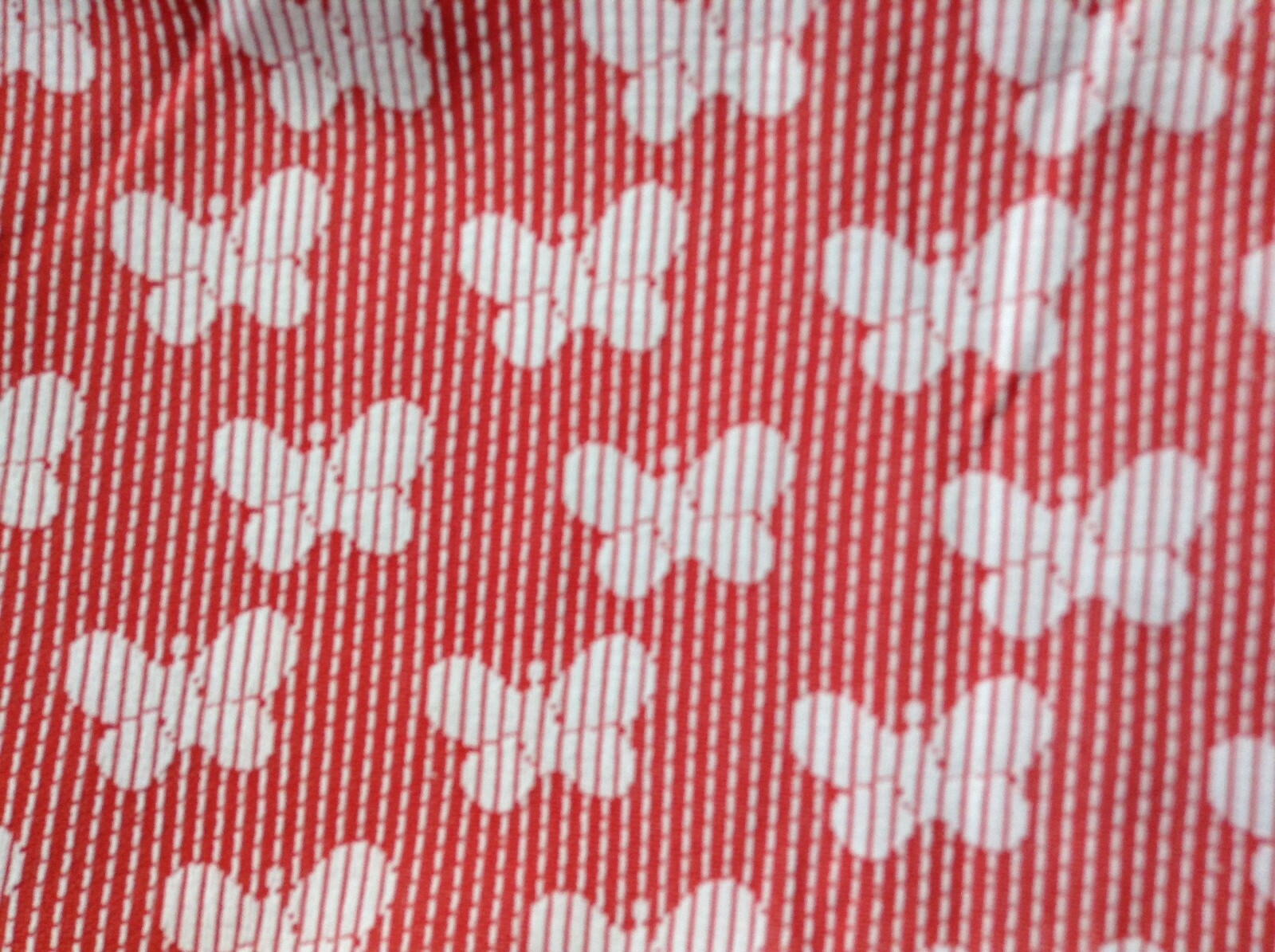 Vintage Polyester DOUBLE KNIT Fabric Red White Butterflies 2 1/2 yards X 62