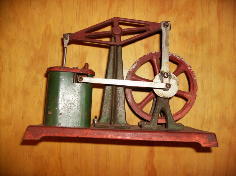 Antique Solenoid Bipolar Electric, Walking Beam Steam Engine, Cast Iron Toy