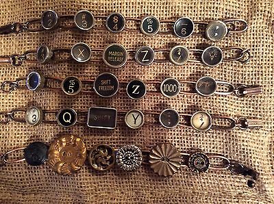 Vintage Antique'd Copper Hand Crafted Typewriter Keys & Button Bracelets