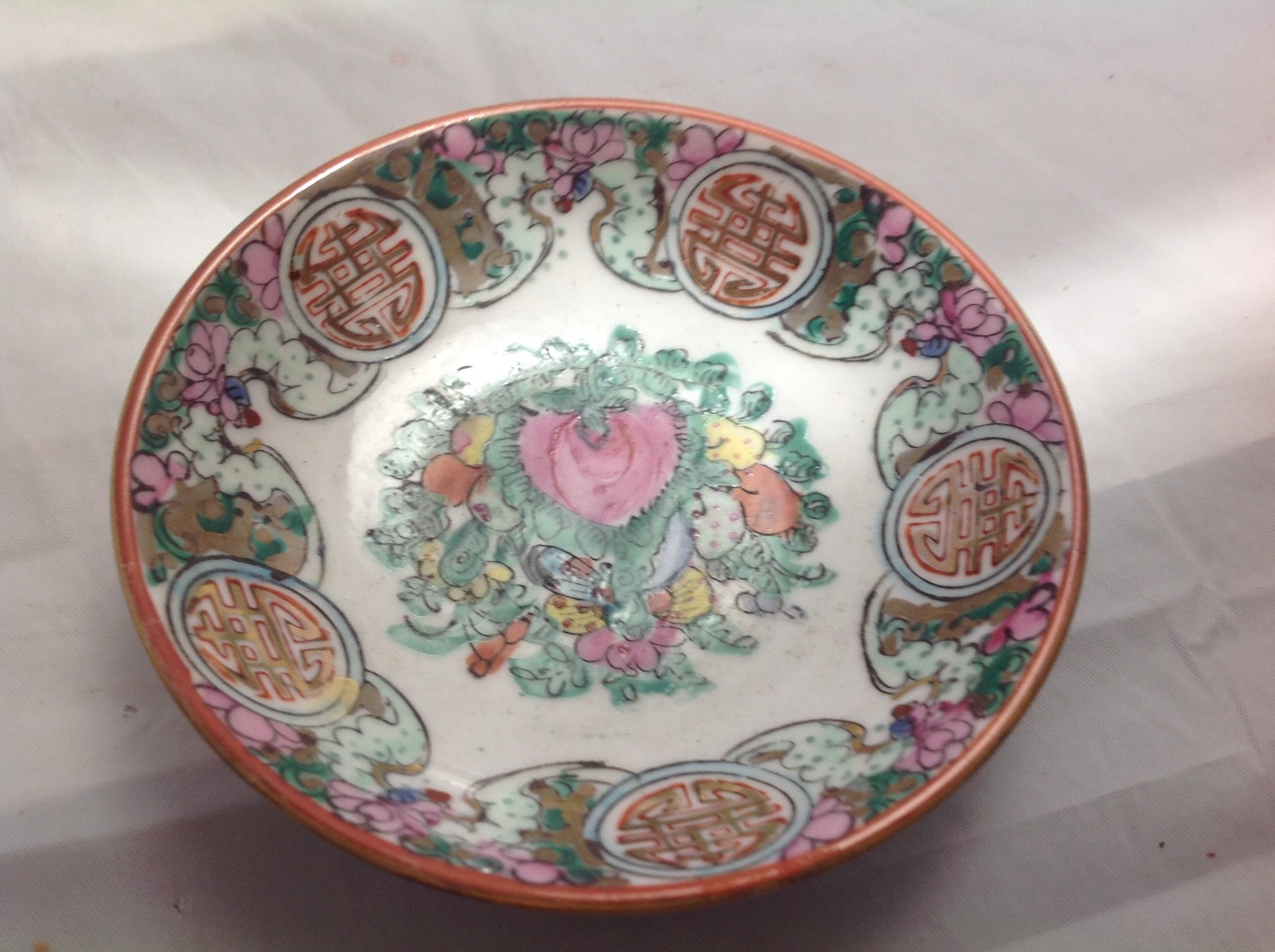 ANTIQUE CHINESE EXPORT ROSE MEDALLION CHINA CIRCA 1920 SMALL BOWL / DISH 4