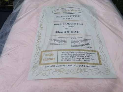 Vintage chatham Orleans Fitted blanket 54 x 75 pink 100% polyester New & sealed