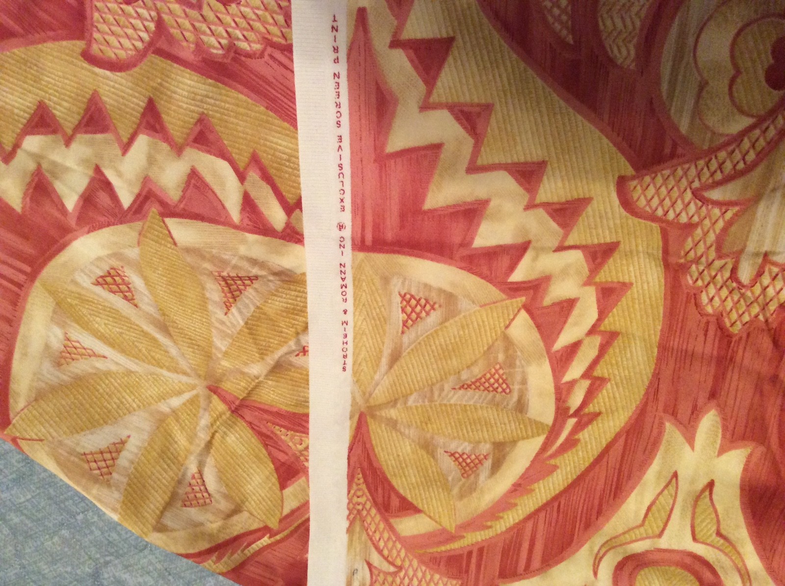 STROHEIM & ROMANN EXCLUSIVE SCREENPRINT BURGES 1995 FABRIC PIECE 54” X 49”