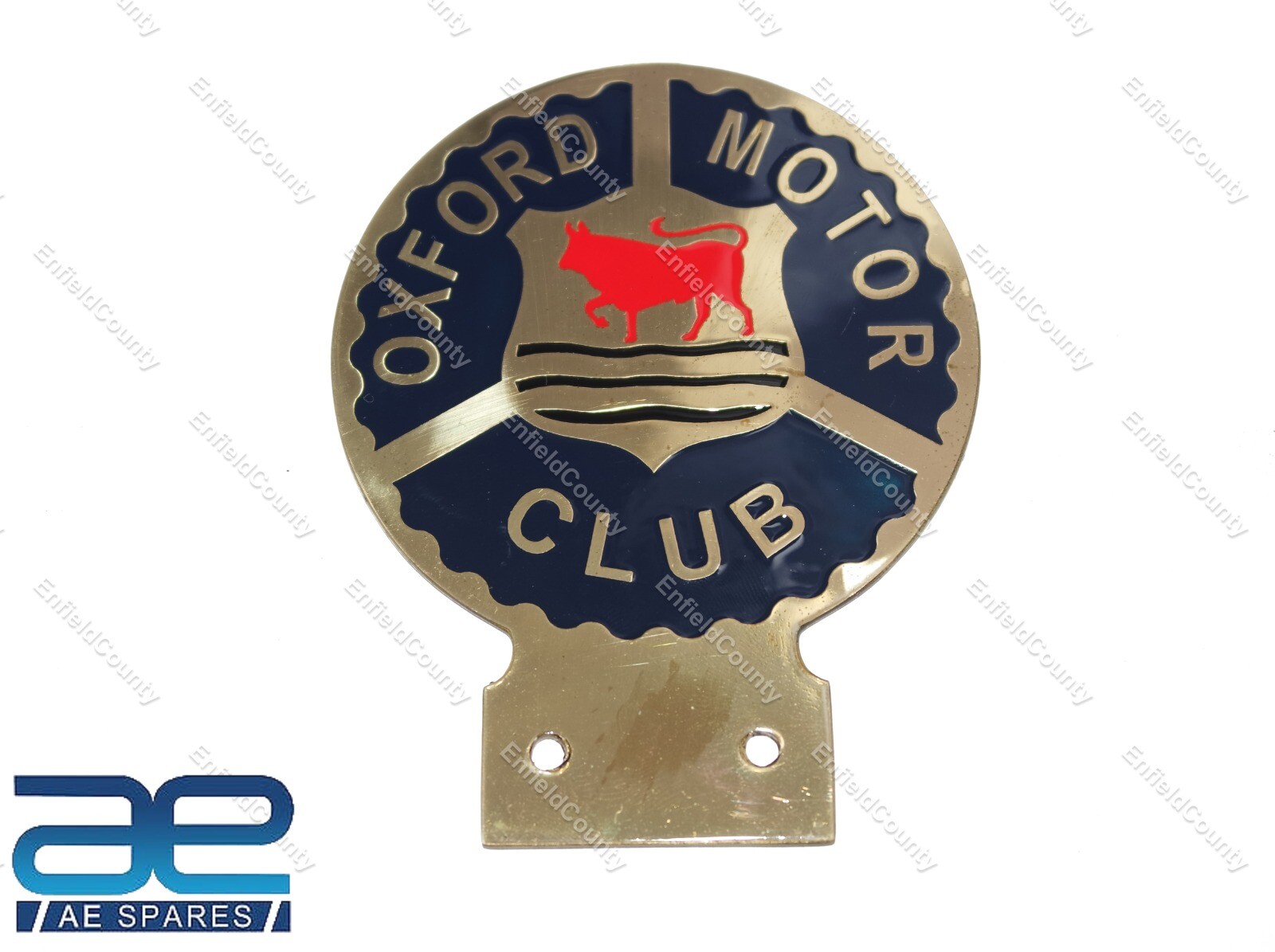 Vintage Oxford Motor Club Car Heavy Brass Enamel Front Grill Decal Badge  