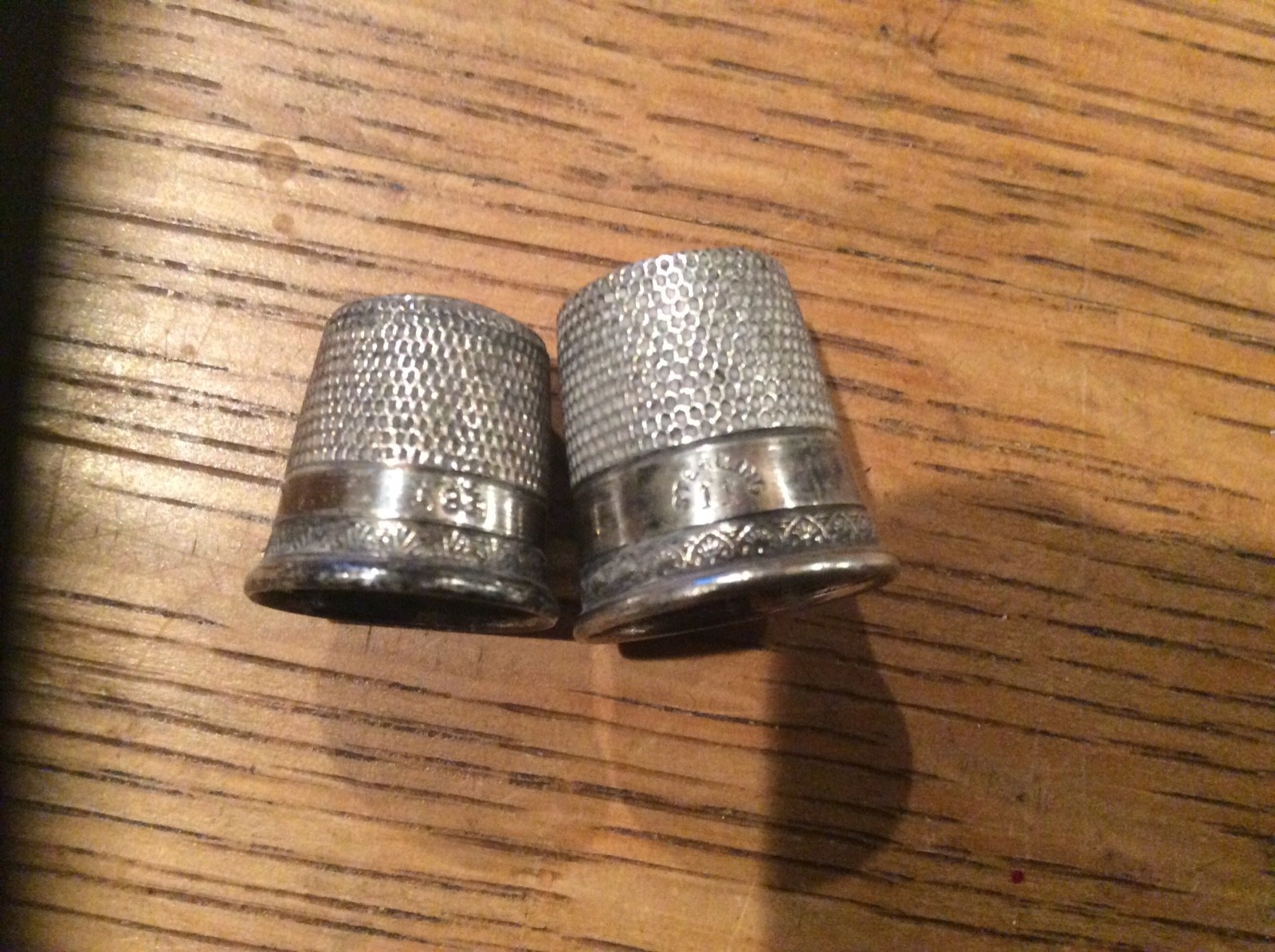 2 Vintage Sterling Silver Sewing Thimbles Size 8 & Size 11