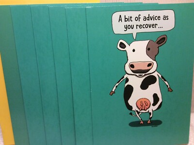 RSVP GET WELL GREETING CARDS New w/Envelopes LOT 6 ''MILK IT FOR ALL YOU CAN...''
