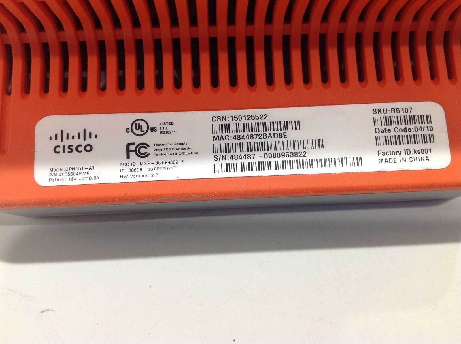 Wireless Signal Booster DPH151-AT Cisco 3G Micro Cell Version 2.0 AT&T w/ Adapte