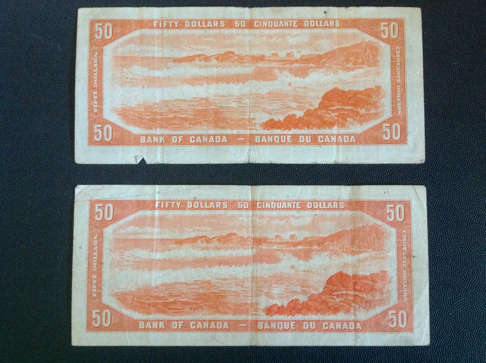 2 CANADA 1954 50 DOLLAR BANKNOTES