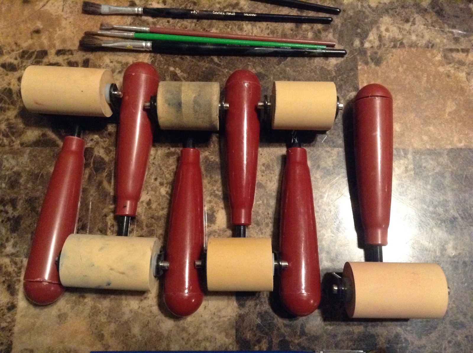 6 SPEEDBALL ART PRODUCTS SOFT RUBBER BRAYER 3 of 4171 and 3 4170, 2 & 1-1/2 INCH