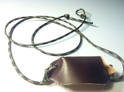 Paracord & Leather Cupped Pouch Shepherd Sling HANDMADE by David the Shepherd