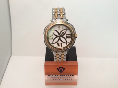 Pre-owned Aqua Master Ladies  Two Tone Stainless Steel Genuine (.85ct) Diamond Watch W342 In Tan