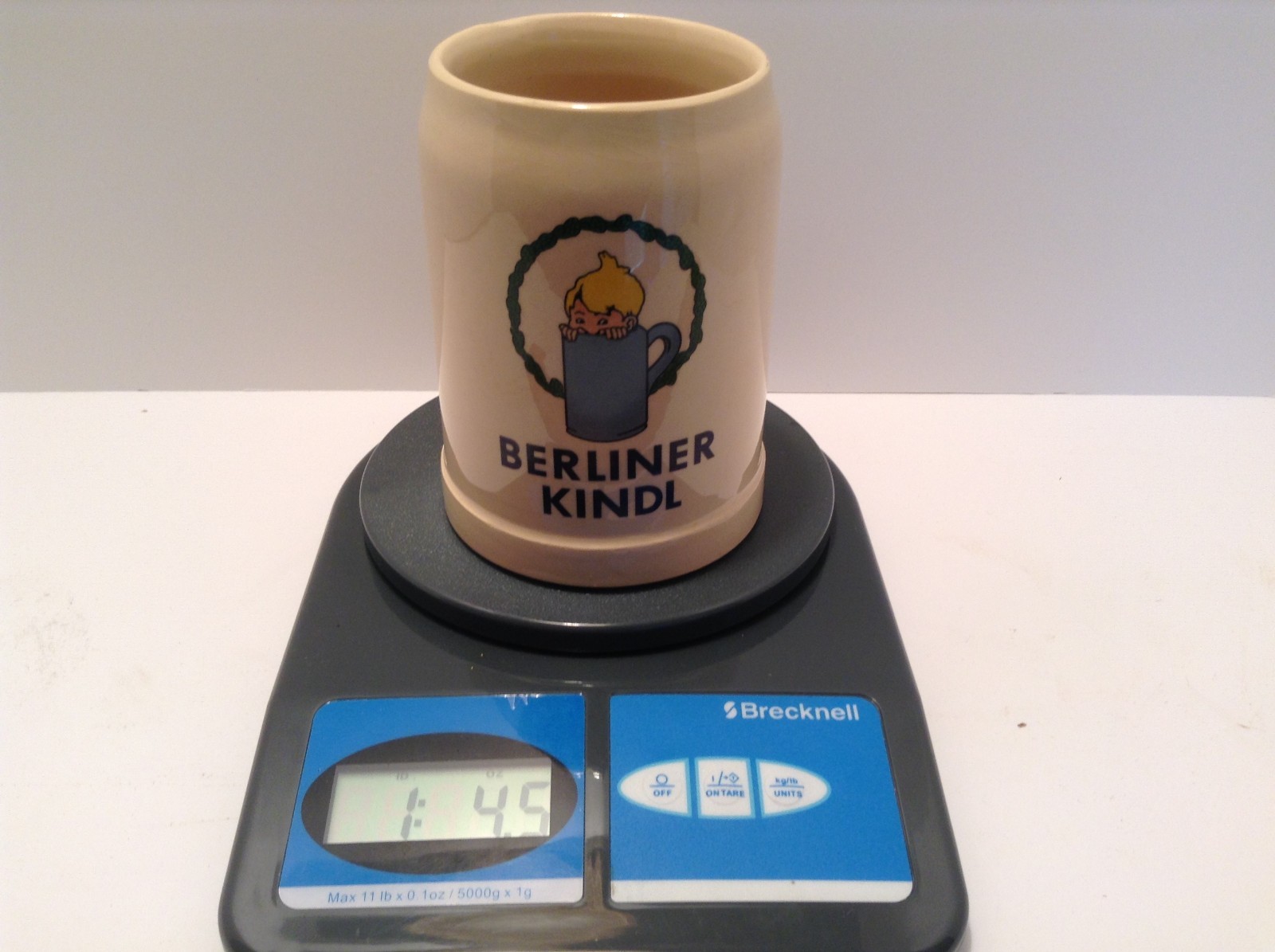 VTG BERLINER KINDL GERMANY 0.5 1/2 LITER GLAZED STONEWARE BEER MUG STEIN