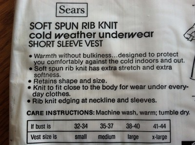 Vintage Sears Soft Spun Rib Knit Ladies Winter Underwear Short Sleeve MED - NOS