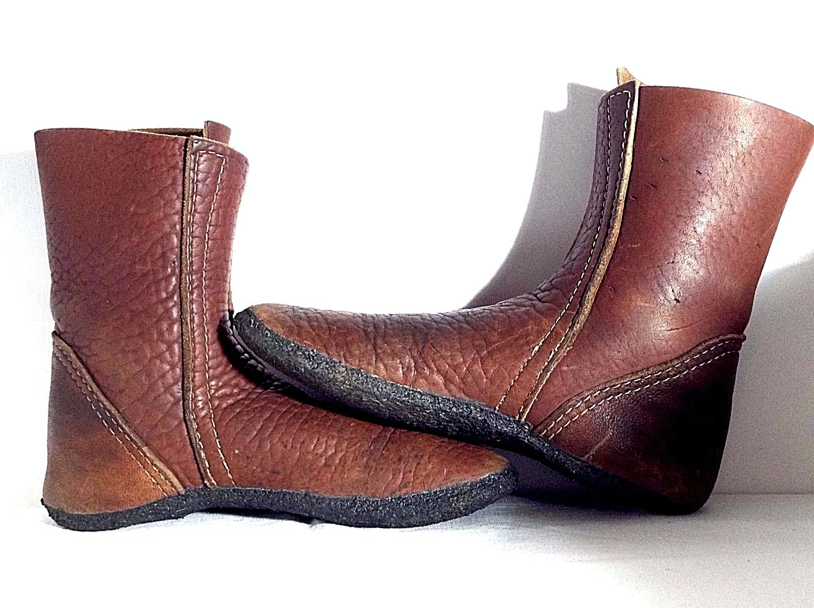 VTG Buffalo Moccasins Natural Boots 6 Mukluk Brown Medieval Earth Shoes Hip Bald