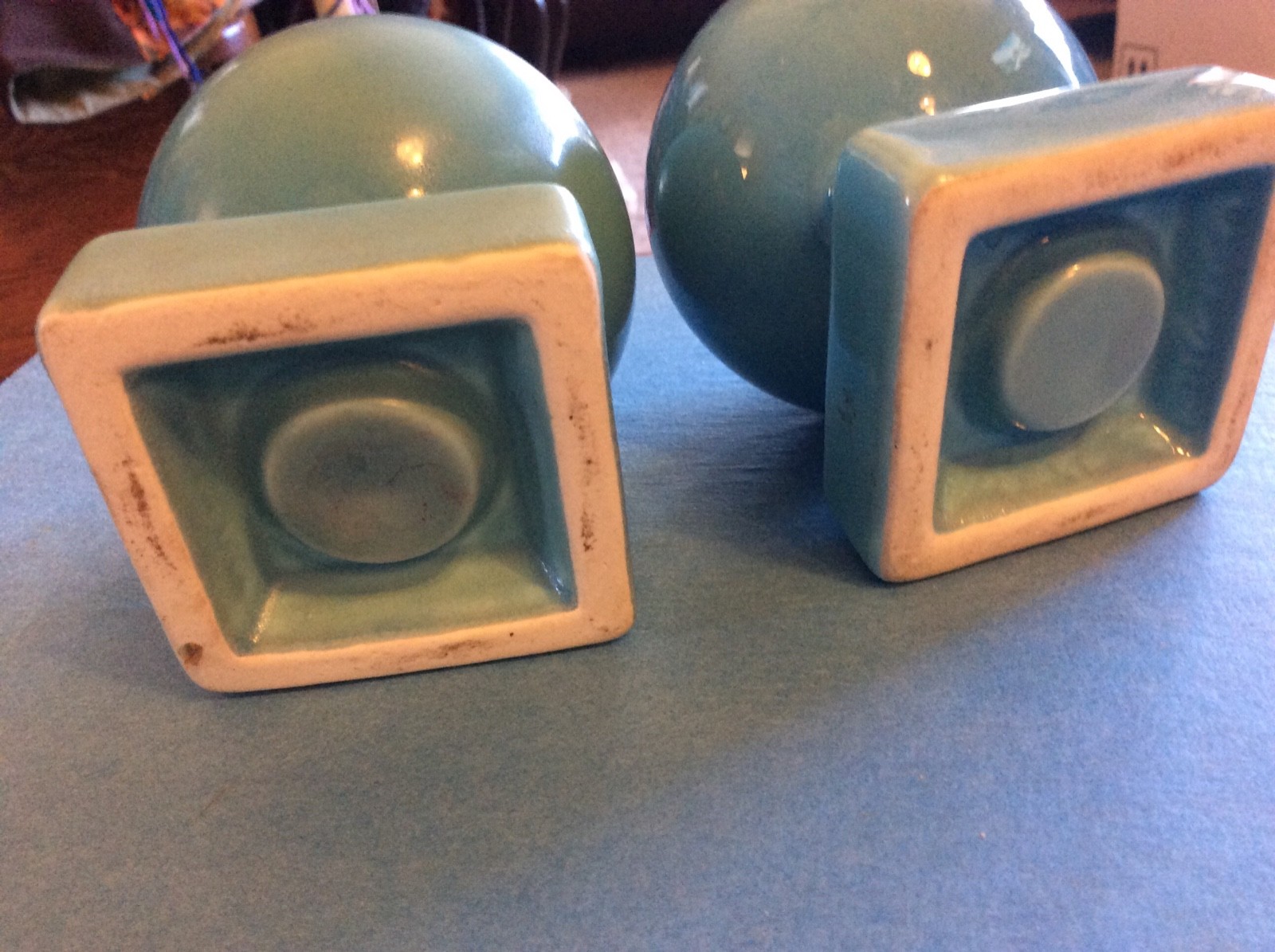 Original Fiesta Fiestawear Turquoise Bulb Candle Holder Set, 1935 - 1944 Minty